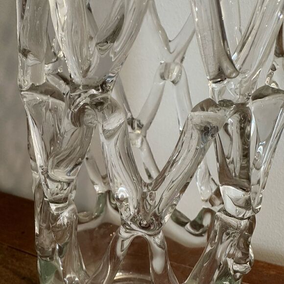 Vintage Italian Lattice Cut Glass Tall Vase - Picture 3 of 10